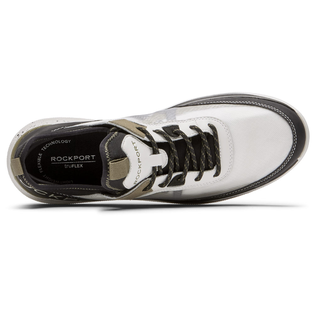 Rockport Singapore Mens Sneakers - truFLEX Hybrid Mudguard Tie White/Black - UQ4536081